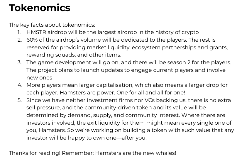 Hamster kombat tokenomics whitepaper